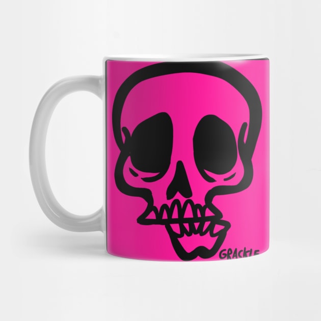 Pink and Black Skull Checkers by Jan Grackle